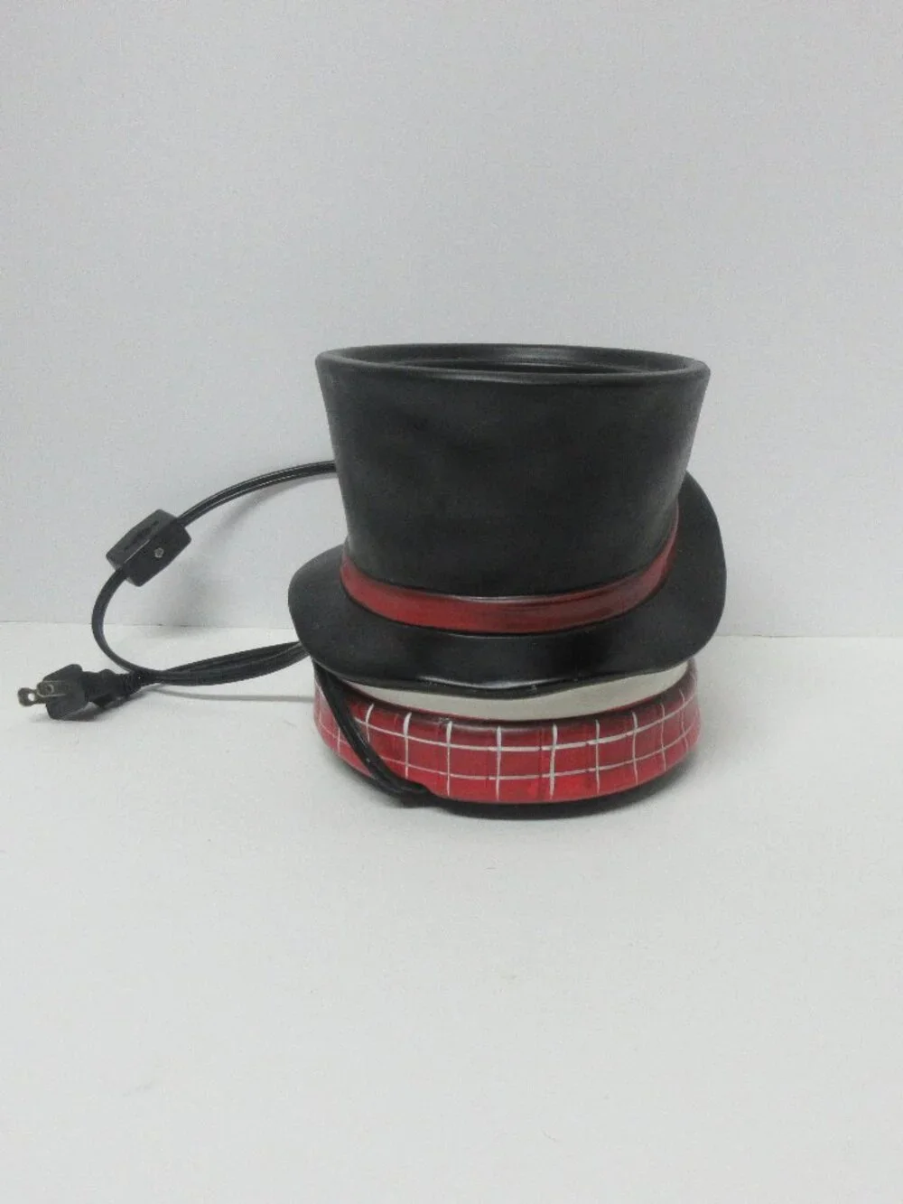 Snowman Electric Jar Candle Warmer Ceramic Christmas Top Hat Holly 4” Opening